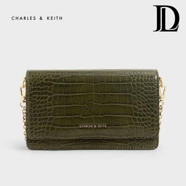 Charles & Keith Croc Effect Clutch Free Card Holder