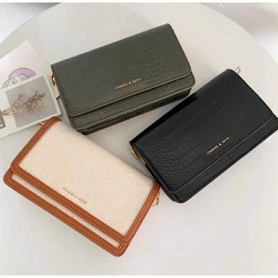 Charles & Keith Croc Effect Clutch Free Card Holder