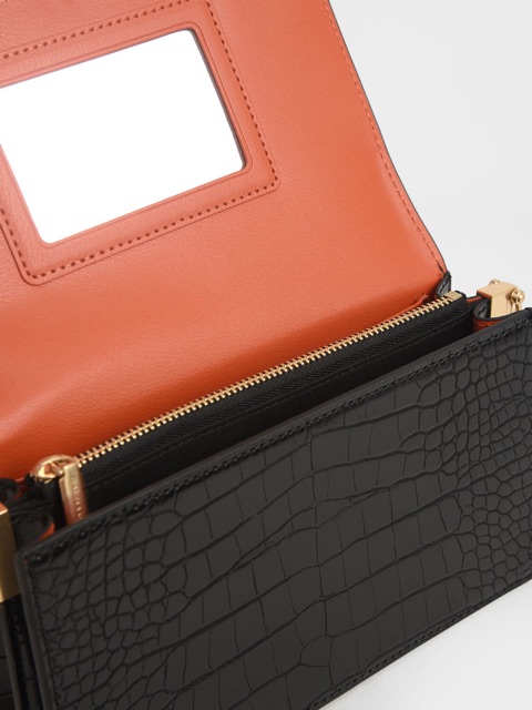 Charles & Keith Croc Effect Clutch Free Card Holder