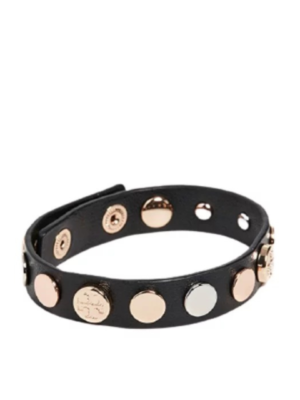 Tory Burch Logo Studded Single Wrap Bracelet