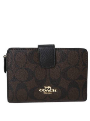 Coach Medium Corner Zip Wallet In Signature Canvas